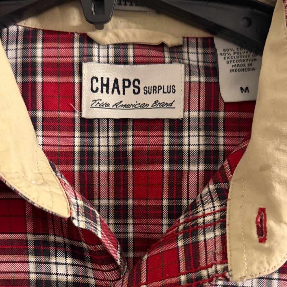 Chaps Red, White and Black Plaid Button-Down Shirt - Picture 2 of 4